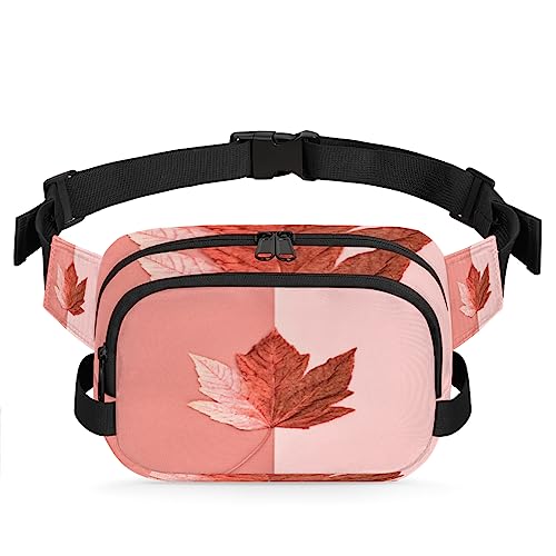 Art Maple Leaves Fanny Pack for Men Women, Fashionable Crossbody Belt Bags Square Waist Pack with Adjustable Strap for Travel Hiking Workout Cycling Running von cfpolar