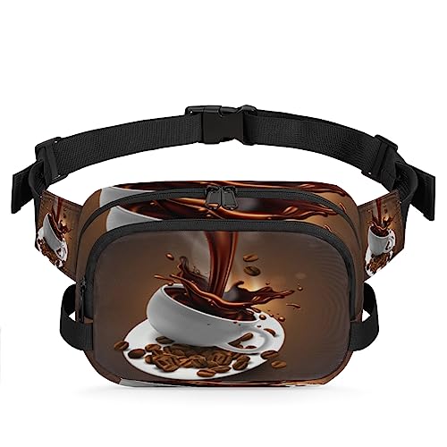 Art Painting Coffee Fanny Pack for Men Women, Fashionable Crossbody Belt Bags Square Waist Pack with Adjustable Strap for Travel Hiking Workout Cycling Running von cfpolar