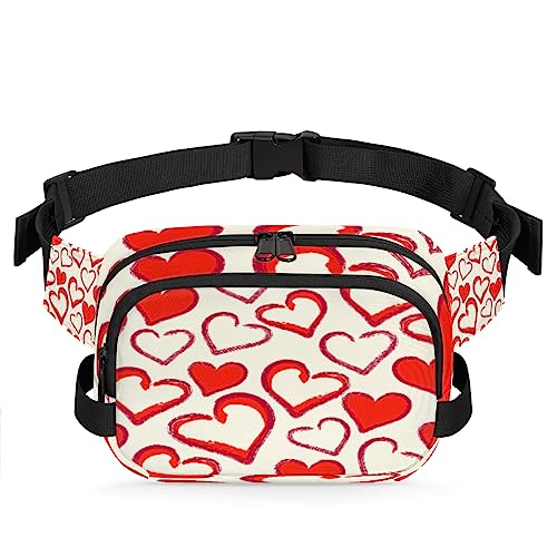 Art Painting Love Heart Fanny Pack for Men Women, Fashionable Crossbody Belt Bags Square Waist Pack with Adjustable Strap for Travel Hiking Workout Cycling Running von cfpolar