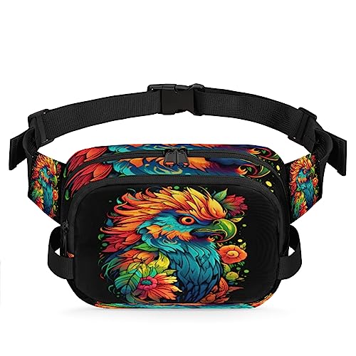 Art Painting Quetzal Bird Fanny Pack for Men Women, Fashionable Crossbody Belt Bags Square Waist Pack with Adjustable Strap for Travel Hiking Workout Cycling Running von cfpolar