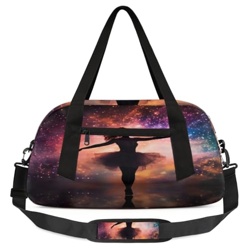 Ballerina Galaxy Space Kinder-Duffle-Tasche, leicht, wasserabweisend, faltbar, Sporttasche, Wochenender, Übernachtung, Handgepäcktasche für Schule, Praxis, Reisen, Jungen und Mädchen, Mehrfarbig von cfpolar