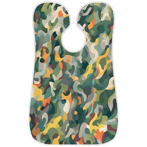 Bart-Lätzchen, Schürze für Herren, Barttrimmen, Haarfänger-Lätzchen zum Rasieren, antihaftbeschichtet, mit 2 Saugnäpfen, Geschenke für Vater, Ehemann, Freund, buntes grünes Camouflage von cfpolar