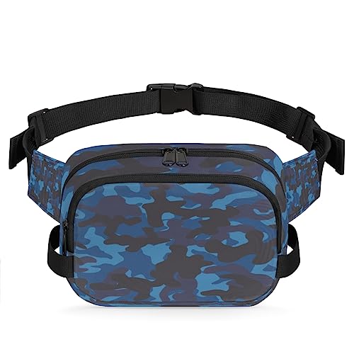 Bauchtasche für Herren und Damen, Camouflage-Design, wasserdicht, quadratisch, für Reisen, Wandern, Radfahren, Laufen, Blau und Schwarz, Multi126, 9x2.5x6.1 in von cfpolar