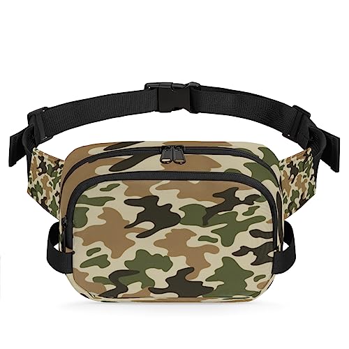 Bauchtasche für Herren und Damen, wasserdicht, quadratisch, mit Camouflage-Muster, für Reisen, Wandern, Radfahren, Laufen, Grün / Schwarz / Braun, Multi59, 9x2.5x6.1 in von cfpolar