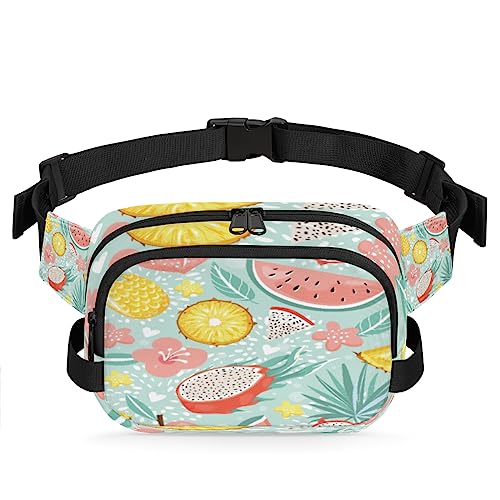 Bauchtasche mit Ananas, Drachen, Obst, Wassermelone, Pfirsich, Blumen, für Männer und Frauen, modische Crossbody-Gürteltaschen, quadratische Hüfttasche mit verstellbarem Riemen für Reisen, Wandern, von cfpolar