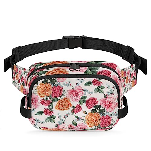 Bauchtasche mit Aquarell-Blumenmuster für Männer und Frauen, wasserdicht, quadratisch, für Reisen, Wandern, Radfahren, Laufen, Multi144, 9x2.5x6.1 in von cfpolar