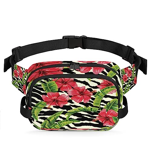 Bauchtasche mit Aquarell-Hibiskusblumen, für Männer und Frauen, wasserdicht, für Reisen, Wandern, Radfahren, Laufen, Multi69, 9x2.5x6.1 in von cfpolar