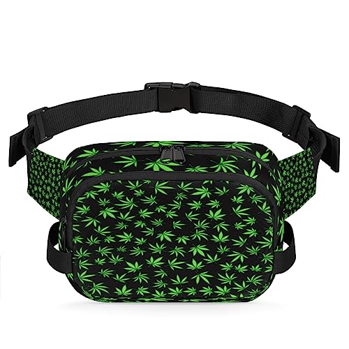 Bauchtasche mit Blumenmuster, Cannabisblätter, für Männer und Frauen, wasserdicht, für Reisen, Wandern, Radfahren, Laufen, Multi165, 9x2.5x6.1 in von cfpolar