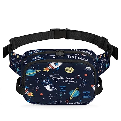 Bauchtasche mit Cartoon-Weltraumraketen für Männer und Frauen, modische Crossbody-Gürteltaschen, quadratische Hüfttasche mit verstellbarem Riemen für Reisen, Wandern, Workout, Radfahren, Laufen von cfpolar