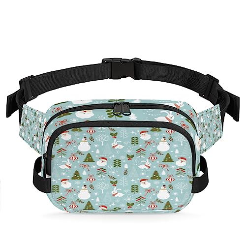 Bauchtasche mit Weihnachtsmann, Schneemann, Kaninchen, für Männer und Frauen, modische Crossbody-Gürteltaschen, quadratische Hüfttasche mit verstellbarem Riemen für Reisen, Wandern, Workout, von cfpolar