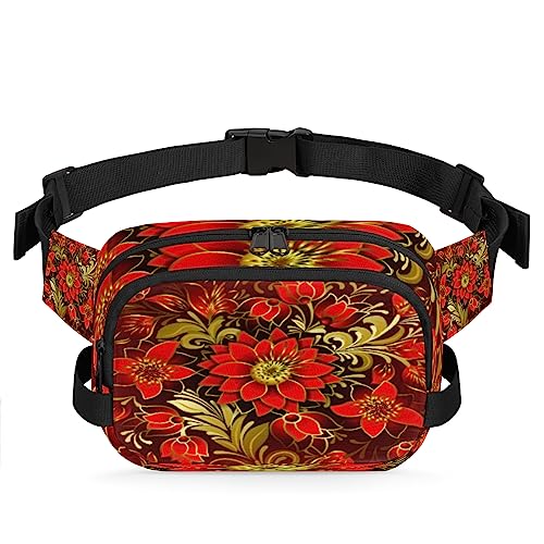 Bauchtasche mit abstrakten Blumen, Sommerblumen, für Herren und Damen, modische Crossbody-Gürteltaschen, quadratische Hüfttasche mit verstellbarem Riemen für Reisen, Wandern, Workout, Radfahren, von cfpolar