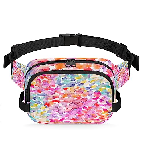 Bauchtasche mit bunten Blumen für Herren und Damen, wasserdicht, quadratisch, für Reisen, Wandern, Radfahren, Laufen, Multi88, 9x2.5x6.1 in von cfpolar