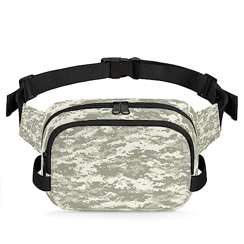 Bauchtasche mit grauem Camouflage-Muster für Herren und Damen, wasserdicht, für Reisen, Wandern, Radfahren, Laufen, Multi105, 9x2.5x6.1 in von cfpolar