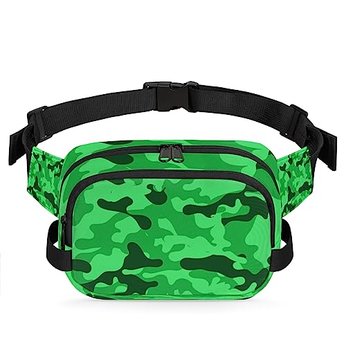 Bauchtasche mit grünem Camouflage-Muster für Herren und Damen, wasserdicht, quadratisch, für Reisen, Wandern, Radfahren, Laufen, Multi103, 9x2.5x6.1 in von cfpolar