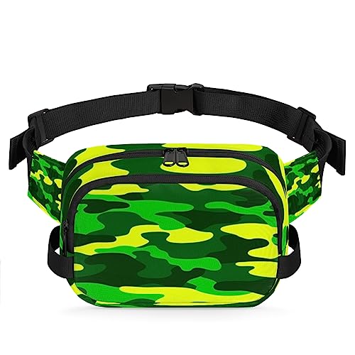 Bauchtasche mit grünem Camouflage-Muster für Männer und Frauen, wasserdicht, für Reisen, Wandern, Radfahren, Laufen, Multi99, 9x2.5x6.1 in von cfpolar