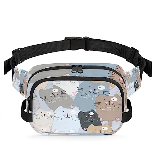 Bauchtasche mit niedlichem buntem Katzenmuster für Männer und Frauen, wasserdicht, für Reisen, Wandern, Radfahren, Laufen, Multi146, 9x2.5x6.1 in von cfpolar