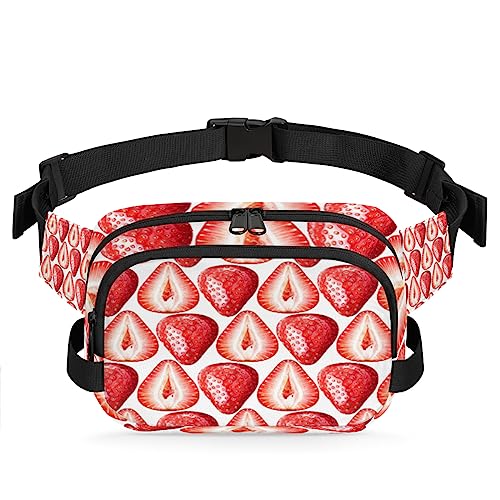 Bauchtasche mit reifen Früchten, Erdbeeren für Männer und Frauen, modische Crossbody-Gürteltaschen, quadratische Hüfttasche mit verstellbarem Riemen für Reisen, Wandern, Workout, Radfahren, Laufen von cfpolar