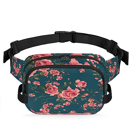 Bauchtasche mit roten Rosen in Aquarellfarben, für Männer und Frauen, wasserdicht, für Reisen, Wandern, Radfahren, Laufen, Multi39, 9x2.5x6.1 in von cfpolar