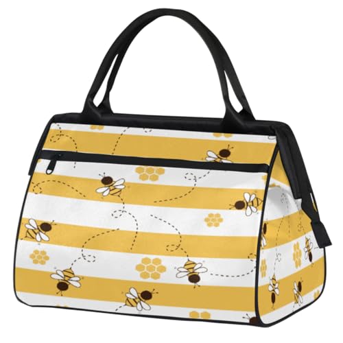 Bee Honeycomb Sporttasche für Damen und Herren, Reise-Sporttasche mit Trolleyhülle, wasserdicht, Sport-Turnbeutel, Wochenend-Übernachtungstasche, Tragetasche für Reisen, Fitnessstudio, Sport, Bee von cfpolar