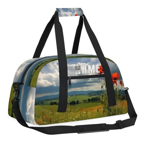 Bezaubernde Reisetasche für Kinder, Mohnblumen-Hintergrund, personalisierbar, Wochenend-Reisetasche, Reisetasche für Teenager, Jungen, Fitnessstudio, Fußball, Handgepäck, Maletas, Para Niños, von cfpolar