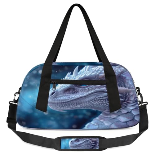 Blue Eye Dragon Kinder-Reisetasche, leicht, wasserabweisend, faltbar, Sporttasche, Wochenendtasche, Übernachtung, Handgepäcktasche für Schule, Praxis, Reisen, Jungen und Mädchen, Mehrfarbig von cfpolar