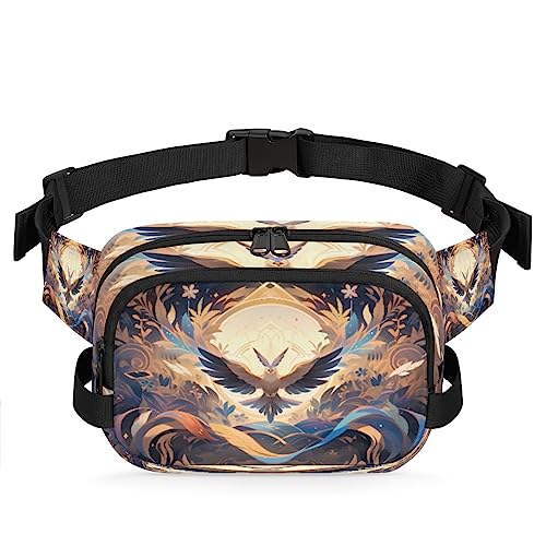 Bohemian Ethnic Bird Fanny Pack for Men Women, Fashionable Crossbody Belt Bags Square Waist Pack with Adjustable Strap for Travel Hiking Workout Cycling Running von cfpolar