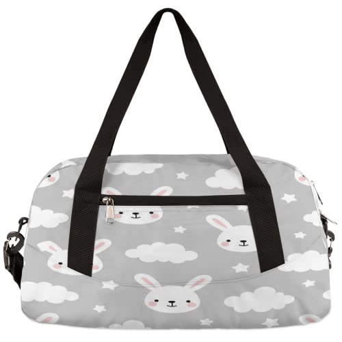 Bunny Cloud Star Kinder Duffle Bag Mädchen Tanztasche Leicht Wasserabweisend Faltbar Sport Gym Bag Weekender Übernachtung Übernachtung Handgepäck Reisetasche für Jungen Mädchen von cfpolar