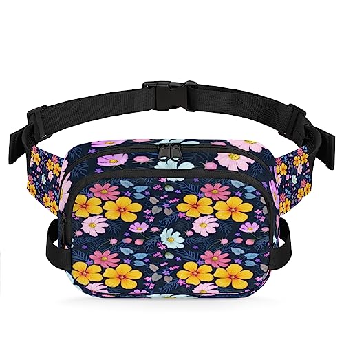 Bunte Blumen Bauchtasche für Männer Frauen, wasserdichte Reise quadratische Hüfttasche Pack, Crossbody Brustgurt Bauchschlinge Schultertasche Geldbörse für Reisen Wandern Radfahren Laufen, Multi183, von cfpolar