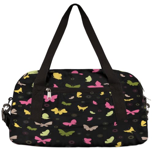 Bunte Schatten Schmetterling Kinder Duffle Bag Mädchen Tanztasche Leicht Wasserabweisend Faltbar Sport Gym Bag Weekender Übernachtung Übernachtung Handgepäck Reisetasche für Jungen Mädchen von cfpolar