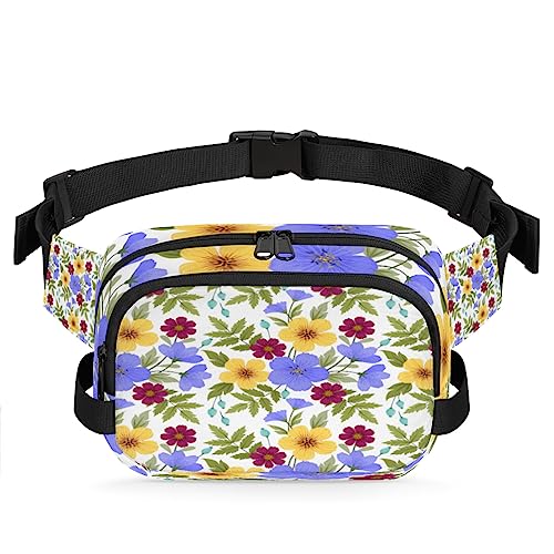 Bunte gelbe rote Blumen Bauchtasche für Männer und Frauen, wasserdichte Reise-Hüfttasche, Umhängetasche, Brustgürtel, Bauchschlinge, Schultertasche, Geldbörse für Reisen, Wandern, Radfahren, Laufen, von cfpolar