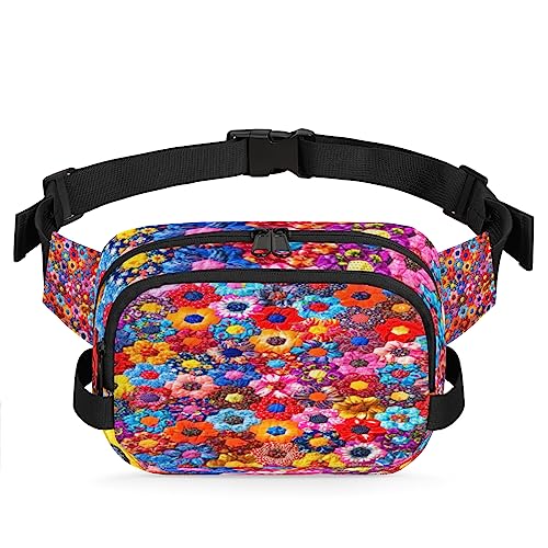 Bunte hübsche Blumen Bauchtasche für Herren und Damen, wasserdicht, quadratisch, für Reisen, Wandern, Radfahren, Laufen, Multi193, 9x2.5x6.1 in von cfpolar