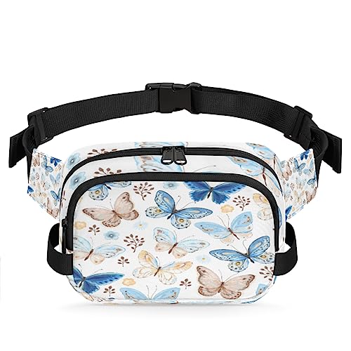 Butterfly Art Bauchtasche für Männer und Frauen, modische Crossbody-Gürteltaschen, quadratische Hüfttasche mit verstellbarem Riemen für Reisen, Wandern, Workout, Radfahren, Laufen von cfpolar