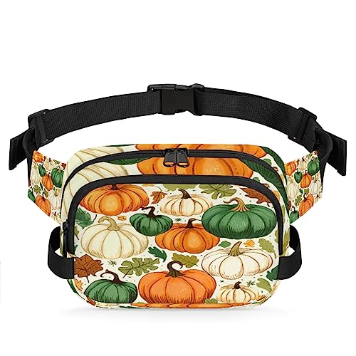 Cartoon Kürbis Herbstblätter Bauchtasche für Männer Frauen, modische Crossbody-Gürteltaschen, quadratische Hüfttasche mit verstellbarem Gurt für Reisen, Wandern, Workout, Radfahren, Laufen von cfpolar