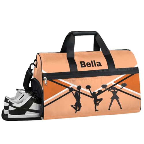 Cheerleading Cheer Turnbeutel für Mädchen und Frauen, personalisierbar, mit individuellem Namen, Sporttasche, Reisetasche, Tanztasche, Wochenendtasche, Übernachtungstasche, Cheer Dance Black, 19.7x von cfpolar