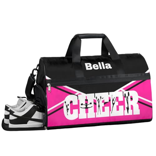 Cheerleading Cheer Turnbeutel für Mädchen und Frauen, personalisierbar, mit individuellem Namen, Sporttasche, Reisetasche, Tanztasche, Wochenendtasche, Übernachtungstasche, Cheerleading Cheer Pink, von cfpolar