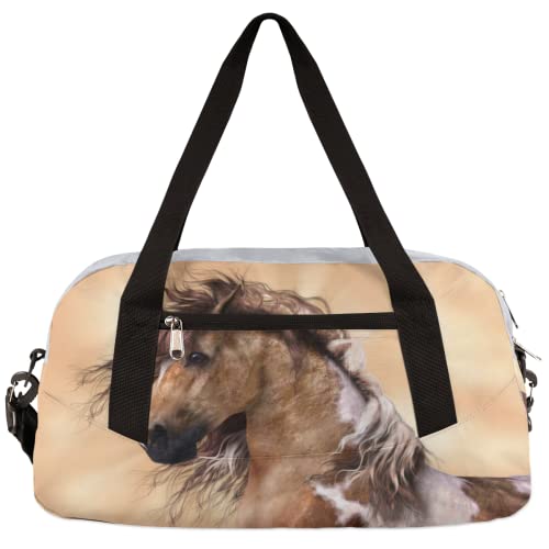 Cool Brown Horse Kinder Duffle Bag Mädchen Tanztasche Leicht Wasserabweisend Faltbar Sport Gym Bag Weekender Übernachtung Übernachtung Handgepäck Reisetasche für Jungen Mädchen von cfpolar