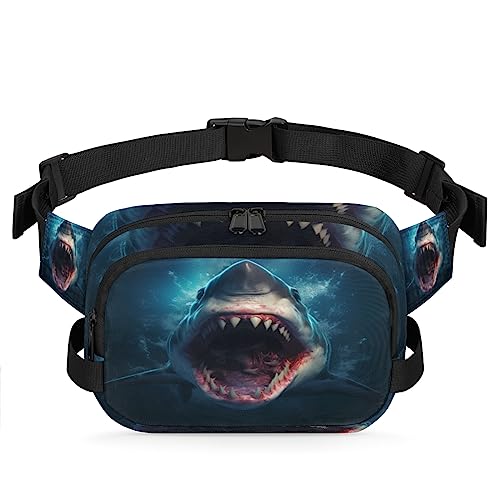 Cool Shark Mouth Bauchtasche für Männer Frauen, wasserdichte Reise Quadratische Hüfttasche Pack, Crossbody Brustgurt Bauchschlinge Schultertasche Geldbörse für Reisen Wandern Radfahren Laufen, von cfpolar