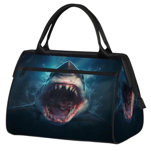 Cool Shark Mouth Turnbeutel für Damen und Herren, Reise-Sporttasche mit Trolleyhülle, wasserdichte Sporttasche, Wochenend-Übernachtungstasche, Tragetasche für Reisen, Fitnessstudio, Sport, Cool Shark von cfpolar