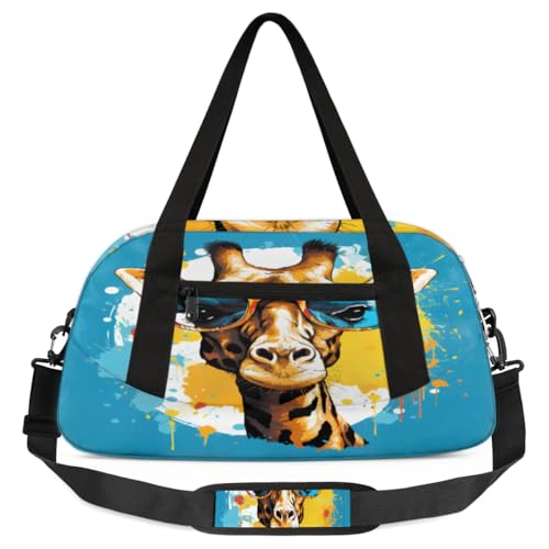 Coole Reisetasche für Kinder, Giraffen-Graffiti-Stil, leicht, wasserabweisend, faltbar, Sporttasche, Wochenender, Übernachtung, Übernachtung, Handgepäcktasche für Schule, Praxis, Reisen, Jungen und von cfpolar