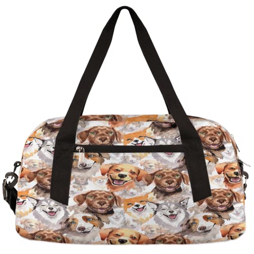 Corgi Husky Labrador Hunde Kinder Duffle Bag Mädchen Tanztasche Leicht Wasserabweisend Faltbar Sport Gym Bag Weekender Übernachtung Übernachtung Handgepäck Reisetasche für Jungen Mädchen von cfpolar