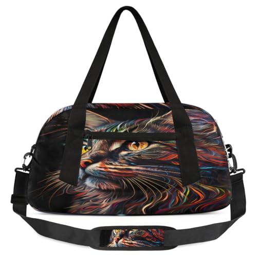 Corlorful Art Reisetasche für Kinder, leicht, wasserabweisend, faltbar, Sporttasche, Wochenendtasche, Übernachtung, Handgepäcktasche für Schule, Praxis, Reisen, Jungen und Mädchen, Mehrfarbig von cfpolar