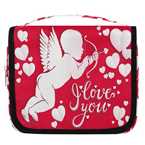 Cupid Angel Bow Arrow Hanging Travel Toiletry Bag, Portable Makeup Cosmetic Bag for Women with Hanging Hook, Water-resistant Toiletry Kit Organizer for Toiletries Shower Bathroom Cosmetics Accessories von cfpolar