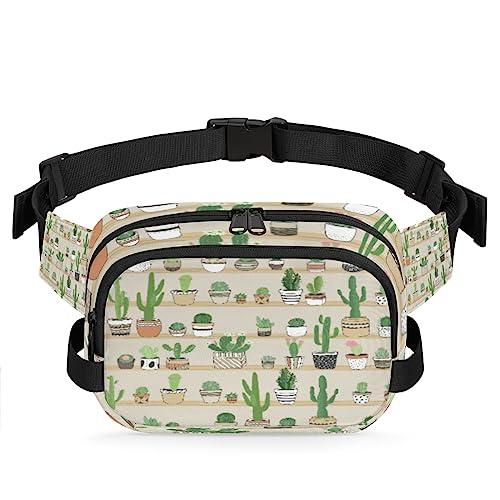 Desert Plants Cactus Fanny Pack for Men Women, Fashionable Crossbody Belt Bags Square Waist Pack with Adjustable Strap for Travel Hiking Workout Cycling Running von cfpolar