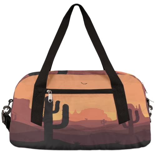 Desert Sunset Cactus Kinder Duffle Bag Mädchen Tanztasche Leicht Wasserabweisend Faltbar Sport Gym Bag Weekender Übernachtung Übernachtung Handgepäck Reisetasche für Jungen Mädchen von cfpolar