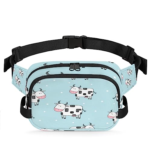 Doodle Bauchtasche mit Cartoon-Kühen für Männer und Frauen, wasserdicht, für Reisen, Wandern, Radfahren, Laufen, Multi174, 9x2.5x6.1 in von cfpolar