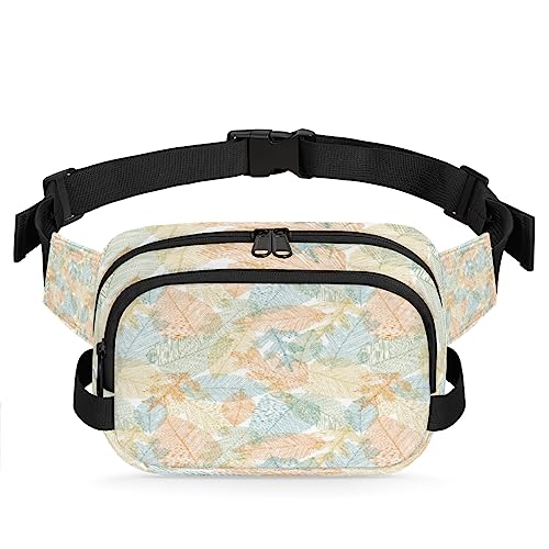 Doodle Pattern Leaves Sketch Fanny Pack for Men Women, Fashionable Crossbody Belt Bags Square Waist Pack with Adjustable Strap for Travel Hiking Workout Cycling Running von cfpolar