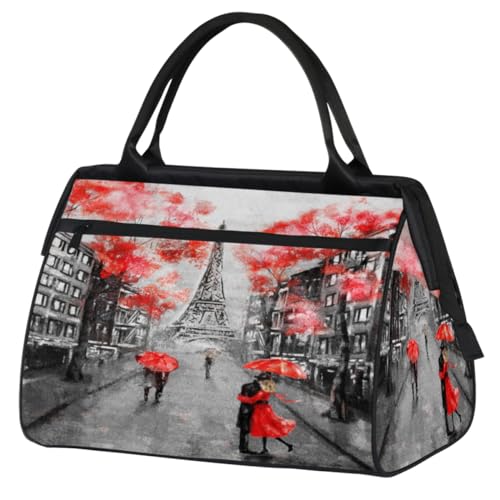 Eiffelturm Paris Liebhaber Turnbeutel für Damen Herren, Reise Sport Duffel Bag mit Trolleyhülle, wasserdichte Sport Gym Bag Weekender Übernachtung Tasche Carry On Tote Bag für Reisen Gym Sport, von cfpolar