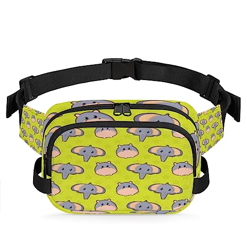 Elefant Hippo Kopf Sterne Bauchtasche für Männer Frauen, modische Crossbody-Gürteltaschen, quadratische Hüfttasche mit verstellbarem Gurt für Reisen, Wandern, Workout, Radfahren, Laufen von cfpolar