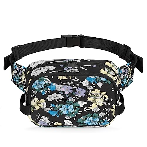 Exotische Blumen Bauchtasche für Männer Frauen, modische Crossbody-Gürteltaschen, quadratische Hüfttasche mit verstellbarem Riemen für Reisen, Wandern, Workout, Radfahren, Laufen von cfpolar