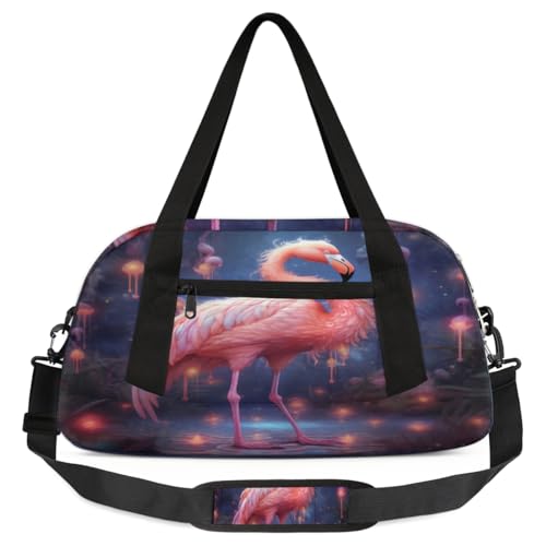 Fairy Tale Flamingo Kinder-Reisetasche, leicht, wasserabweisend, faltbar, Sporttasche, Wochenendtasche, Übernachtung, Handgepäcktasche für Schule, Übung, Reisen, Jungen und Mädchen, Mehrfarbig von cfpolar